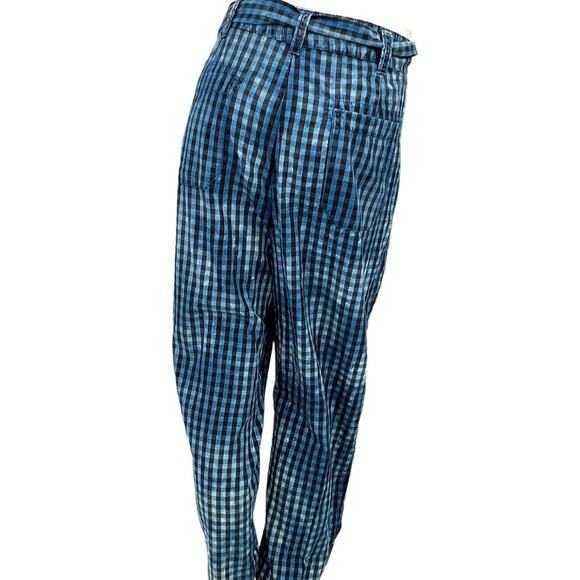 Anthropologie Maeve Avryl Blue Plaid Bleached Pants Sz 14 - Picture 3 of 6